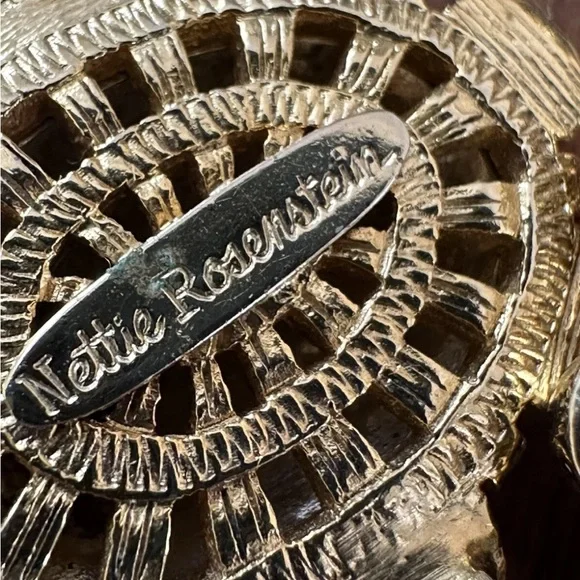 Nettie Rosenstein Gold Tone  Rhinestone Bracelet & Earrings Vintage Glam Signed - Picture 15 of 15